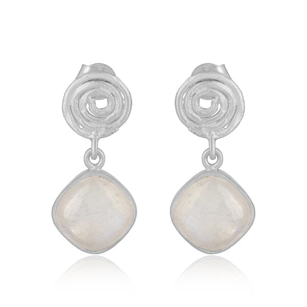Sterling Silver Rainbow Moonstone Drop Earrings Earrings Barnbury 