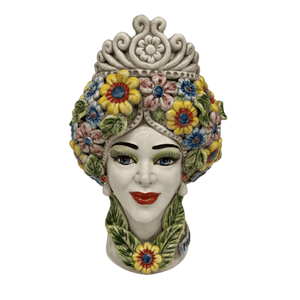 Traditional Sicilian Ceramic Moro Head Vase - 30cm Spring