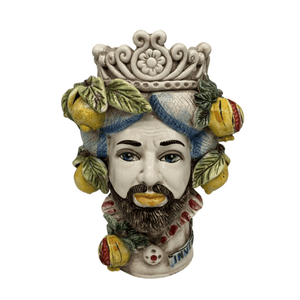 Traditional Sicilian Ceramic Moro Head Vase - 30cm Winter