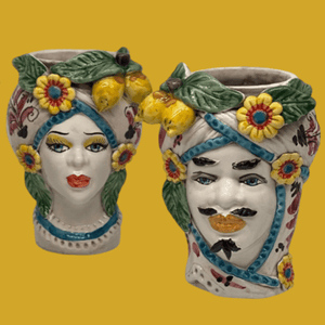 Traditional Sicilian Ceramic Moro Head Vase - 20cm King