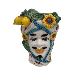 Traditional Sicilian Ceramic Moro Head Vase - 20cm King