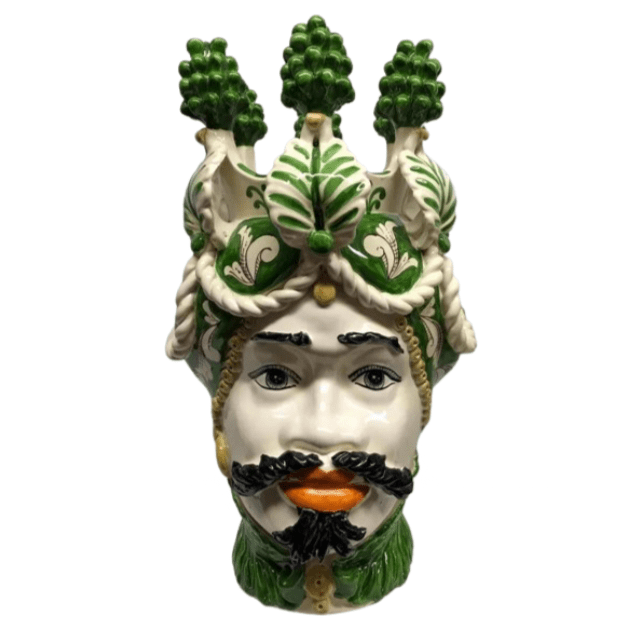 Traditional Sicilian Ceramic Moro Head Vase - 48cm King Vase Barnbury 