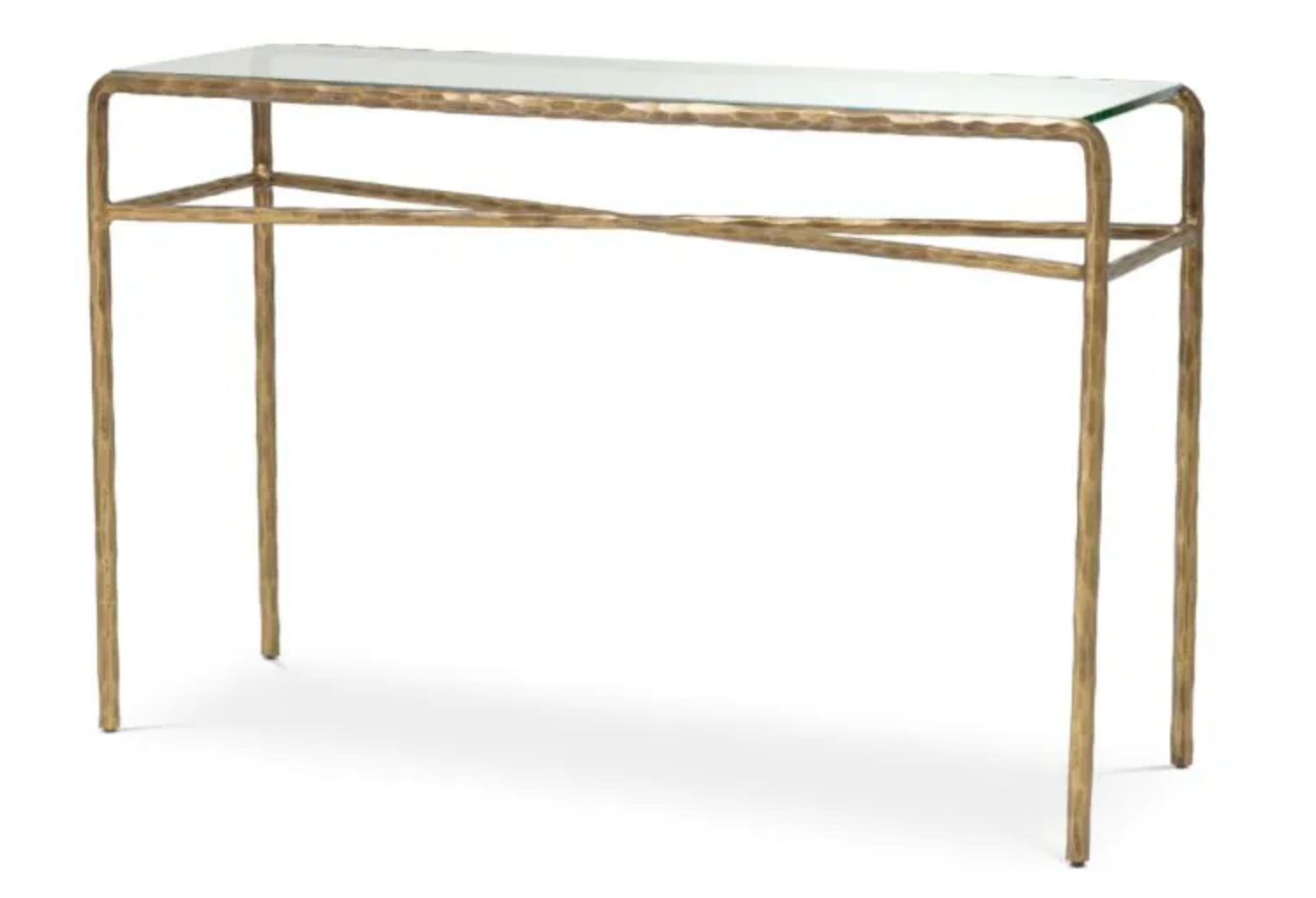 Winchester Console Table styled with brass lamp and coffee table books