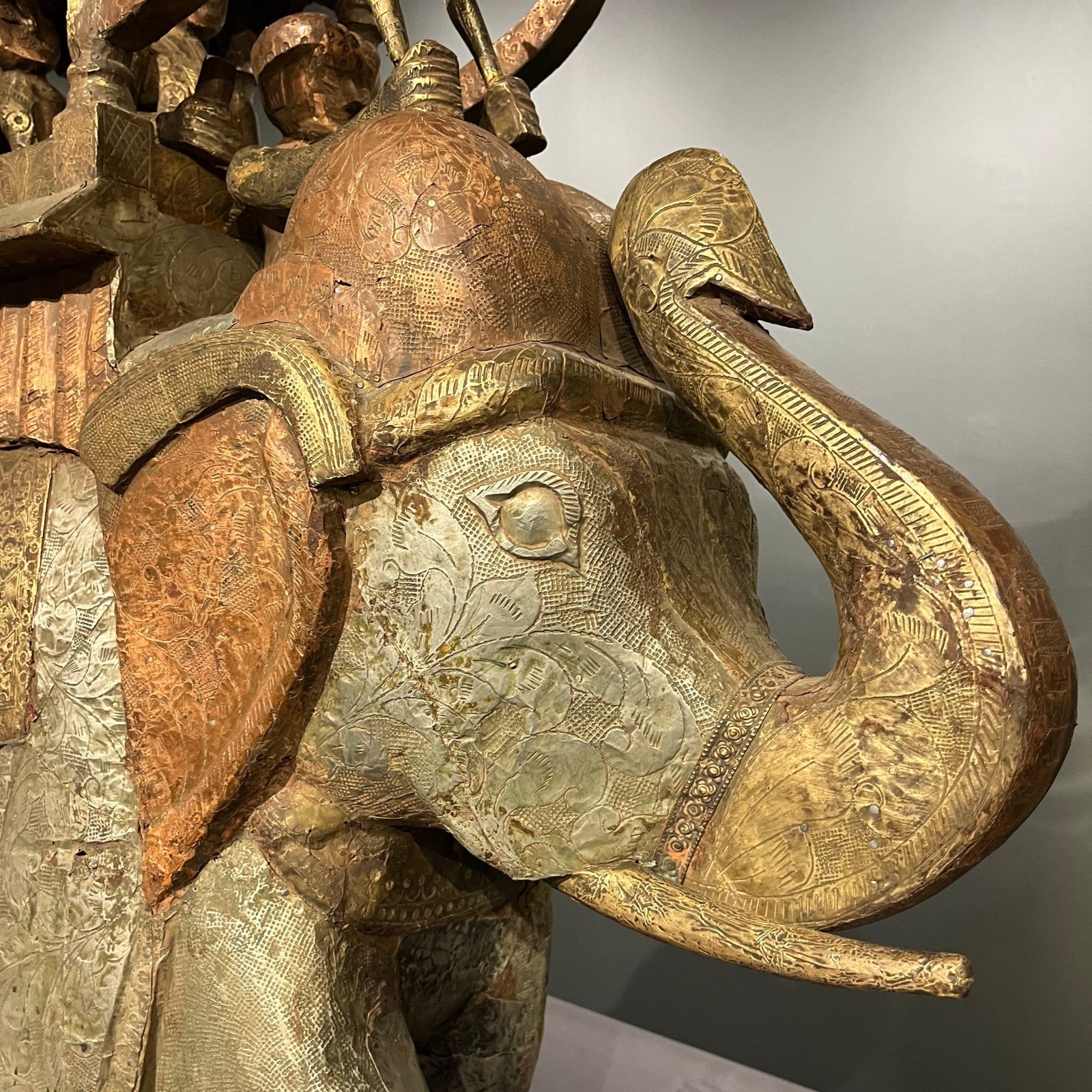 A Pair of Large Artisan-Made Carved Indian Elephants - BARNBURY