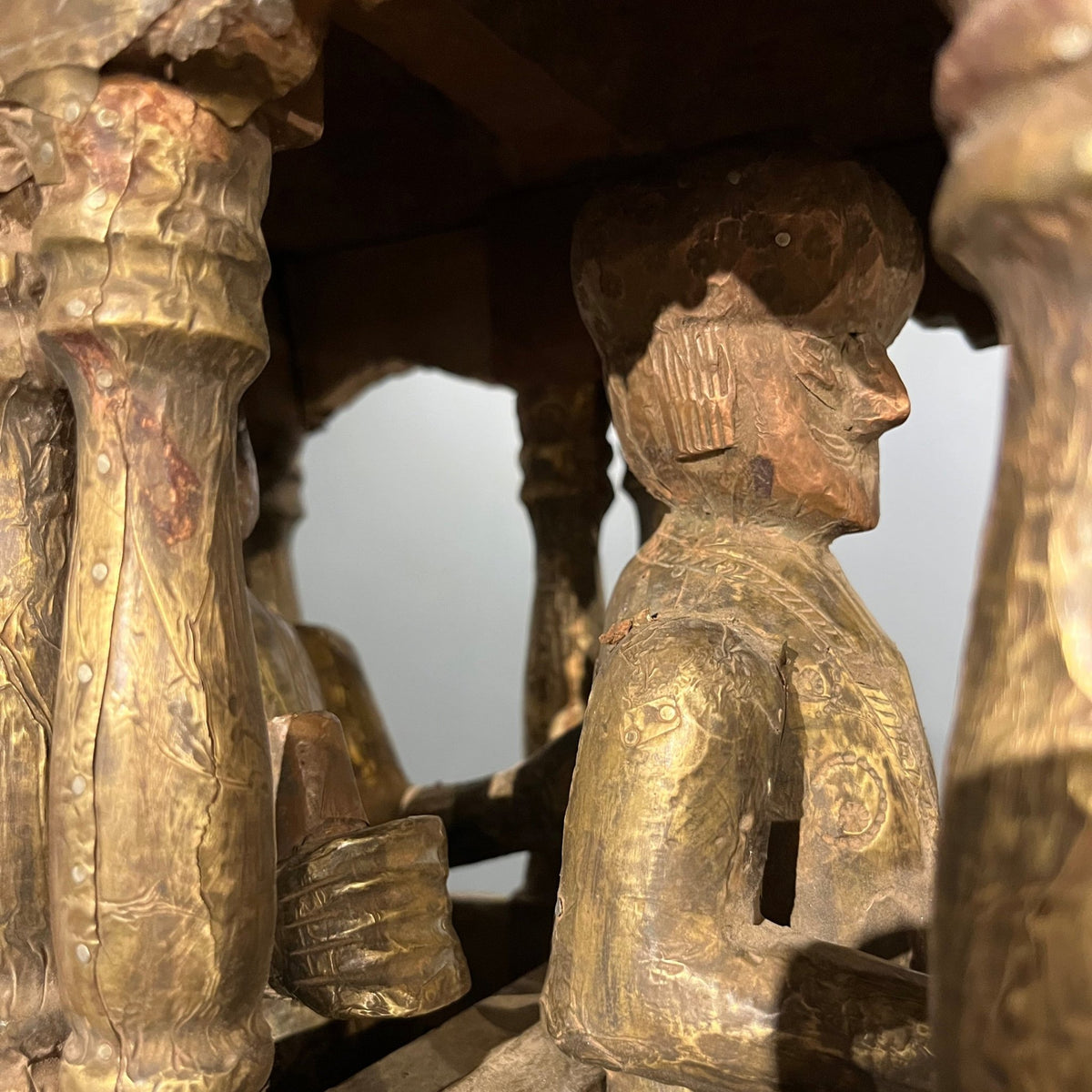 A Pair of Large Artisan-Made Carved Indian Elephants - BARNBURY