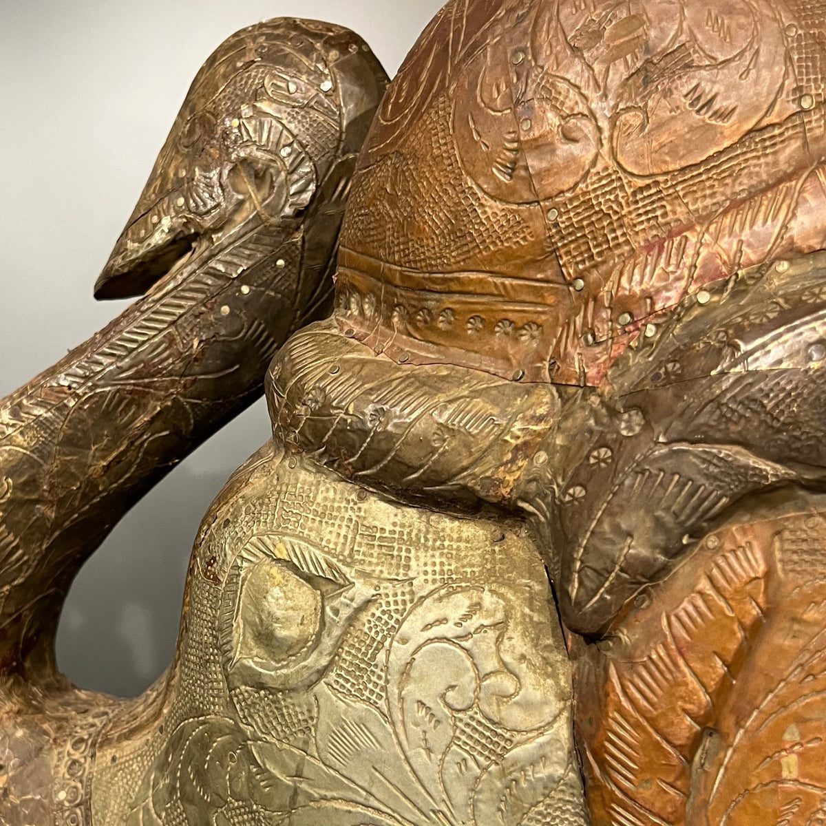 A Pair of Large Artisan-Made Carved Indian Elephants - BARNBURY
