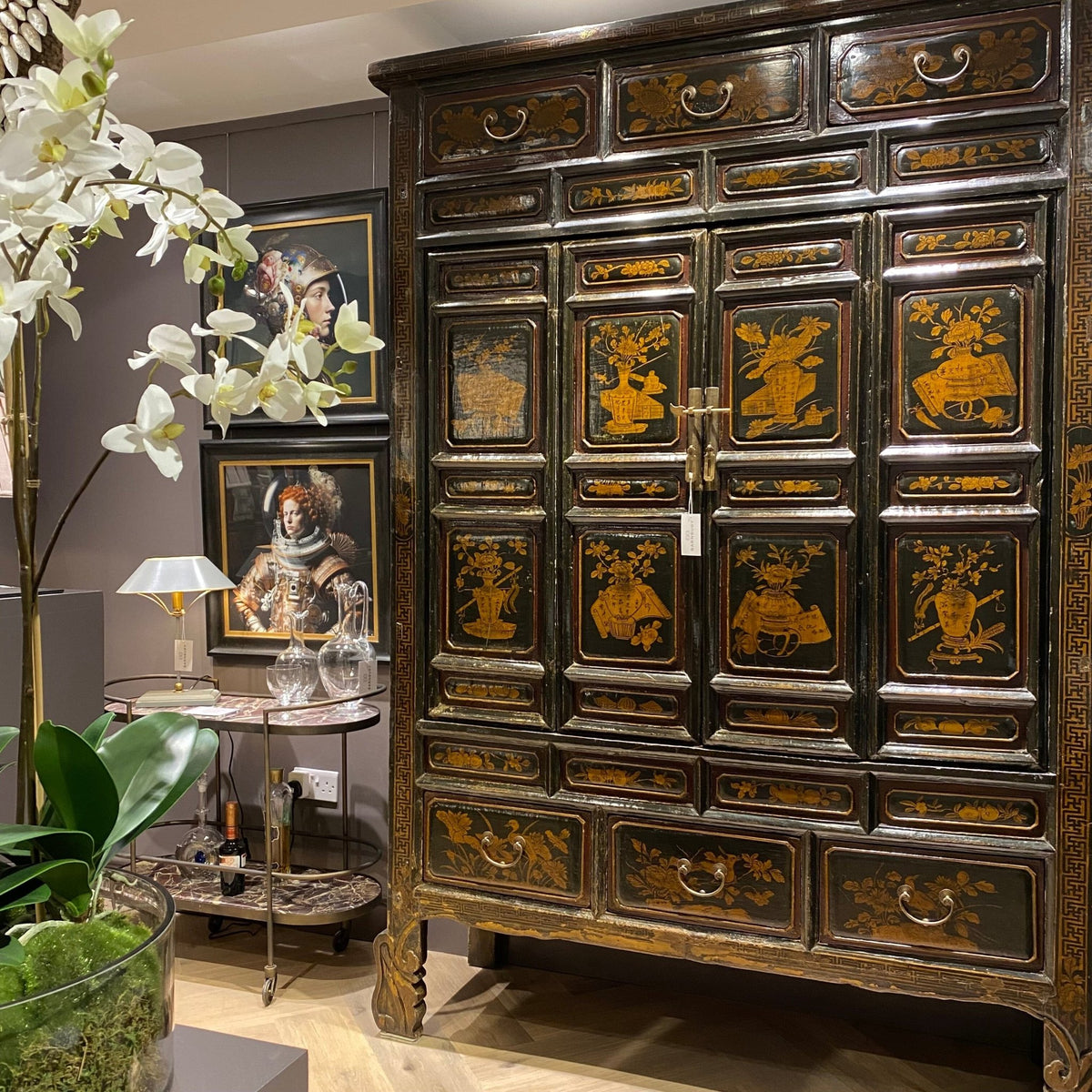 Antique Chinese Lacquered Cabinet - BARNBURY