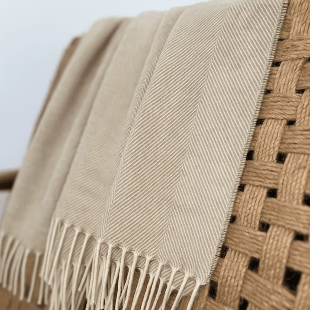 XL Basswood Supersoft Merino Herringbone Throw Throws Barnbury 