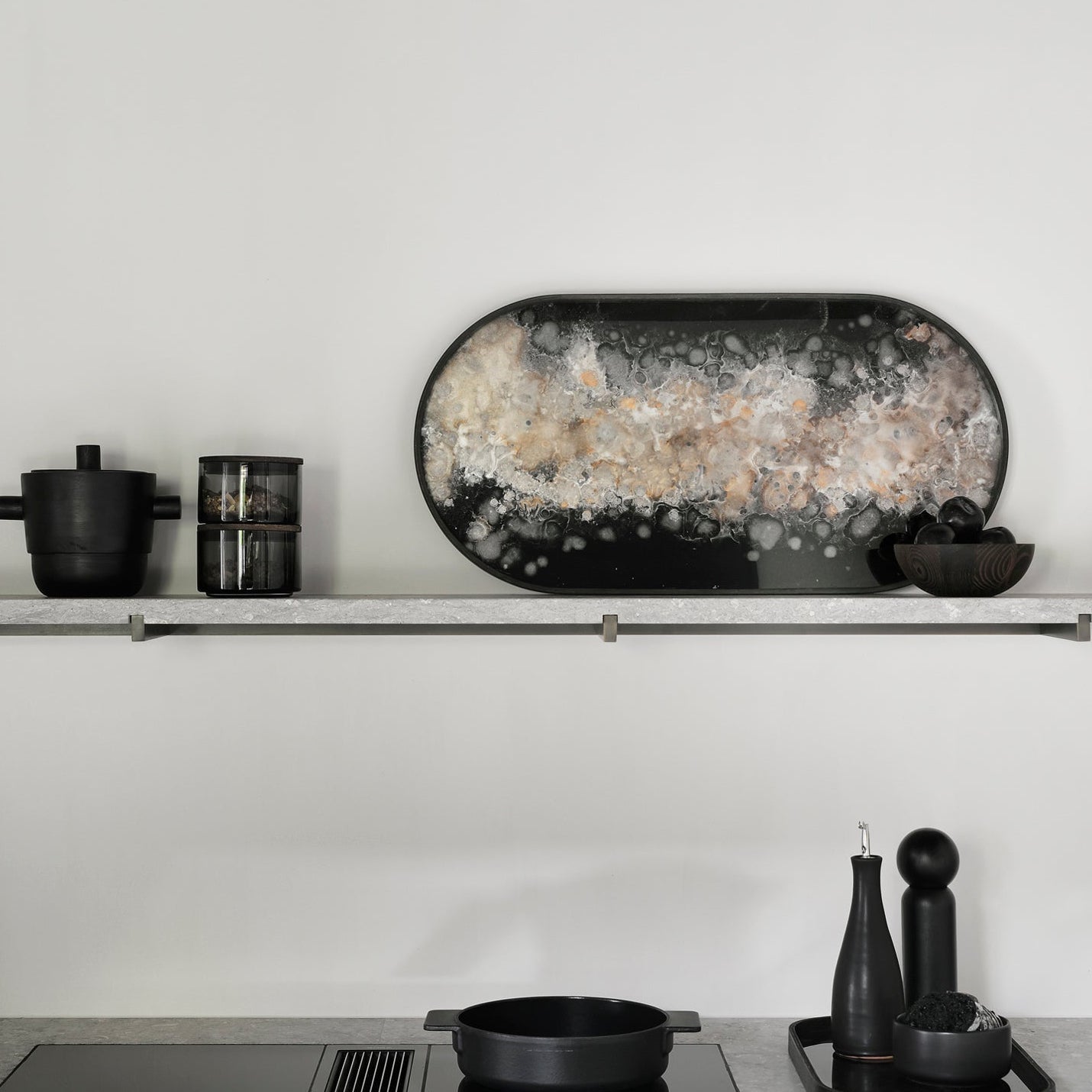 Black Organic Glass Tray - BARNBURY