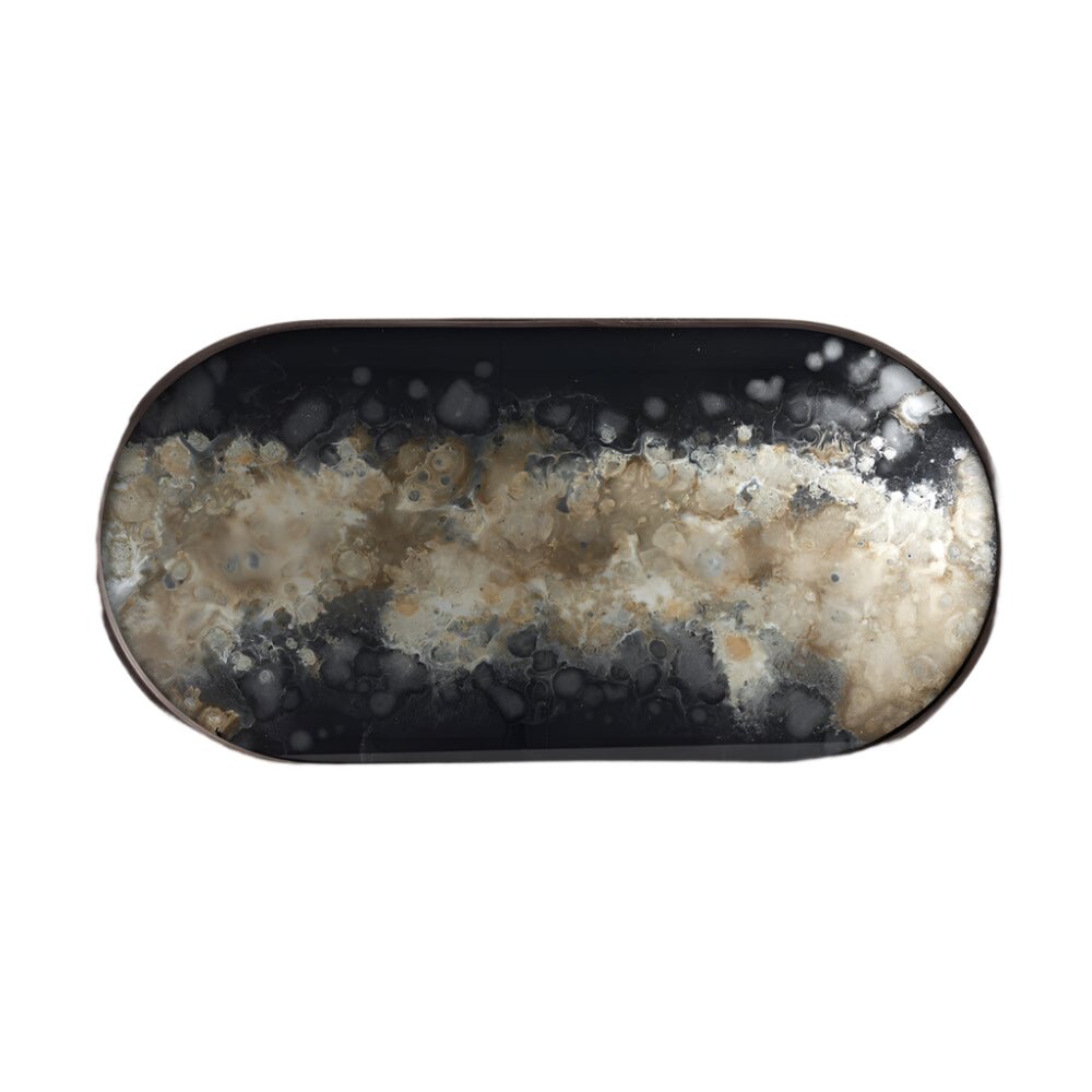 Black Organic Glass Tray - BARNBURY