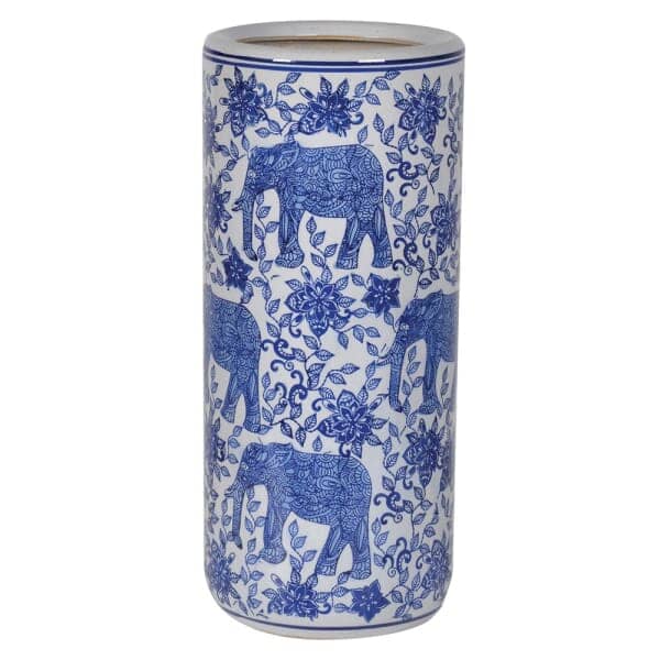 Blue and White Elephant Umbrella Stand - BARNBURY