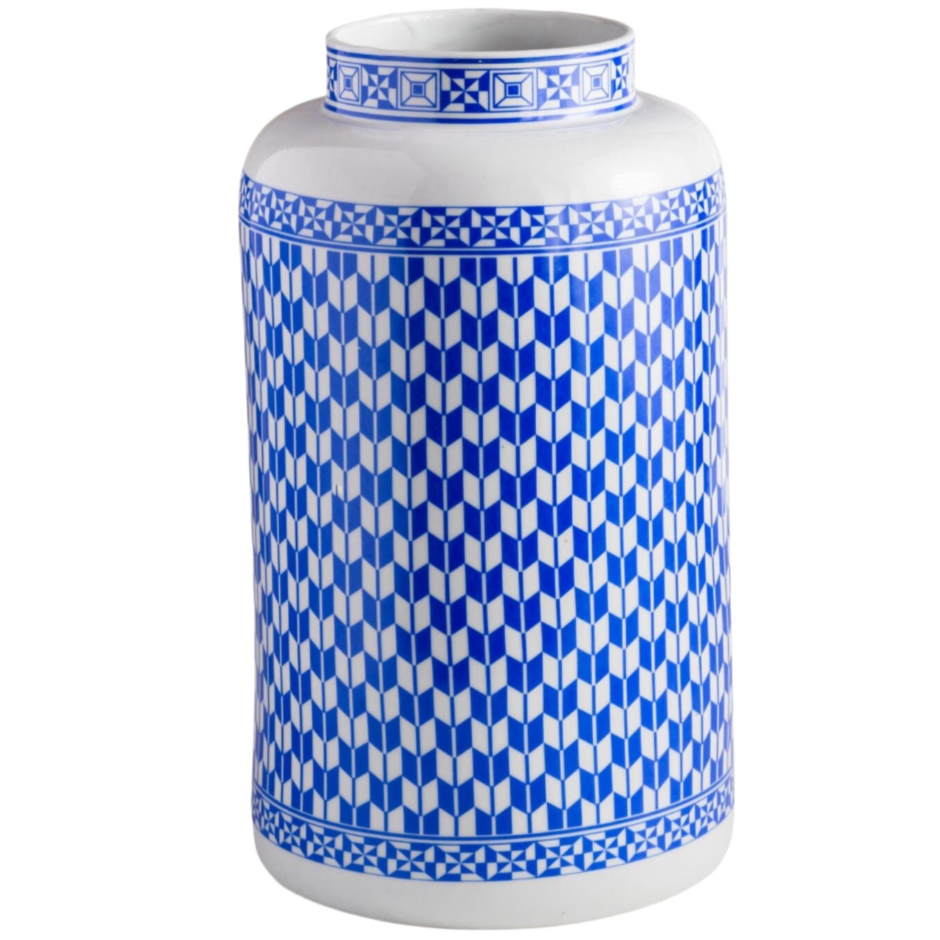Blue and White Geometric Vase - BARNBURY