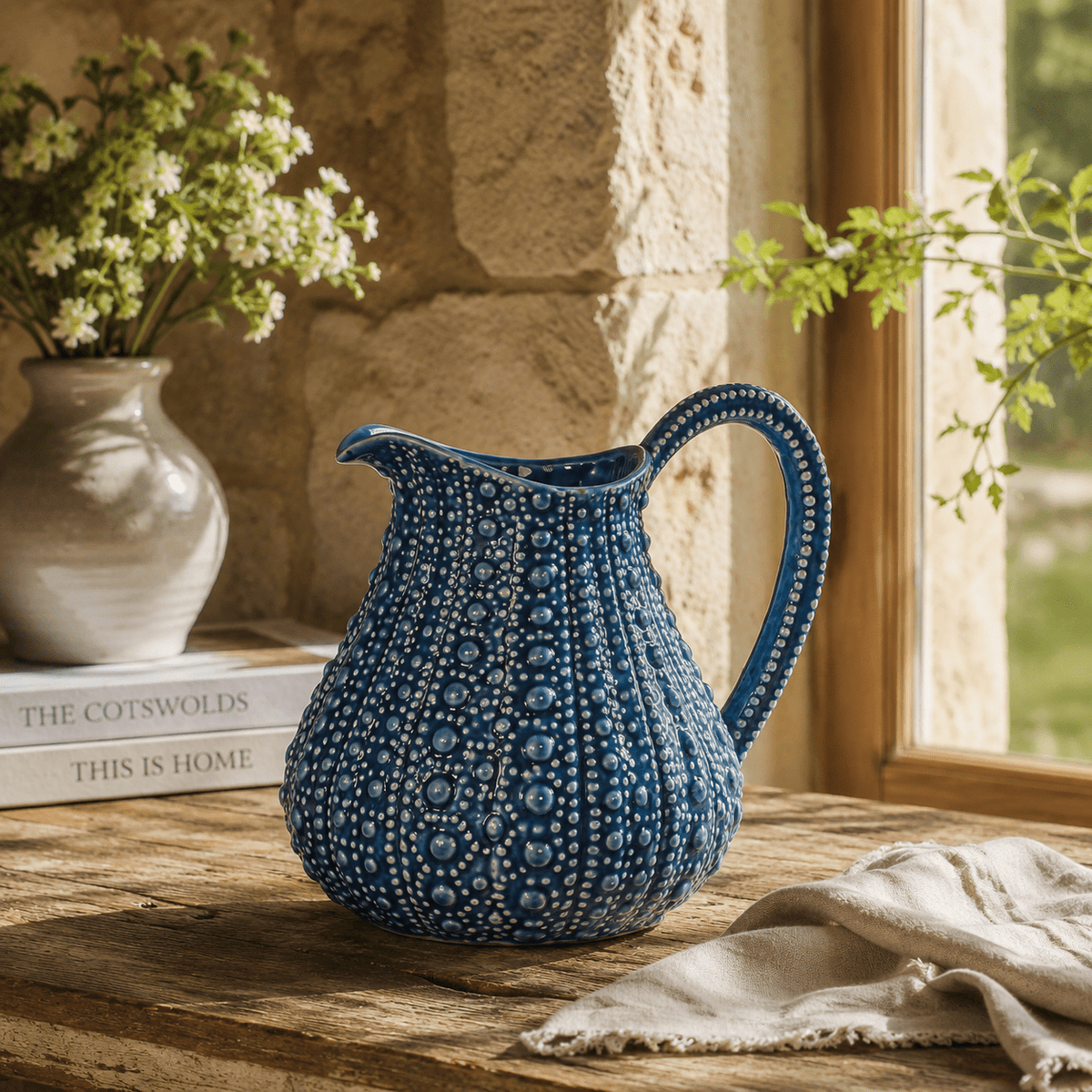 Blue Porcelain Urchin Pitcher - BARNBURY