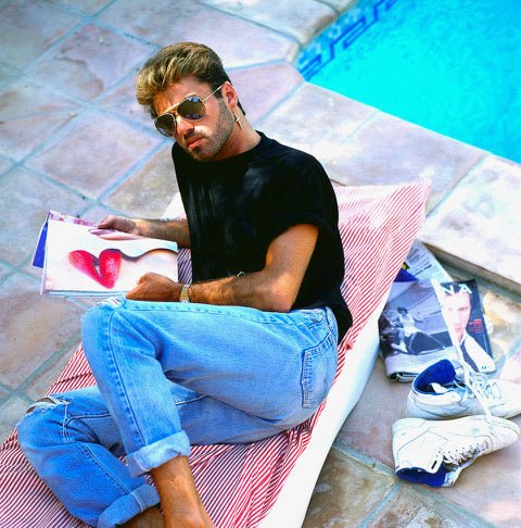 Brian Aris - George Michael, Lounging by the Pool, St Tropez, 1988 - BARNBURY