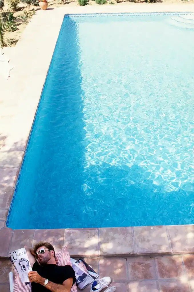 Brian Aris - George Michael, Sparkling Blue Pool, St Tropez, 1988 - BARNBURY