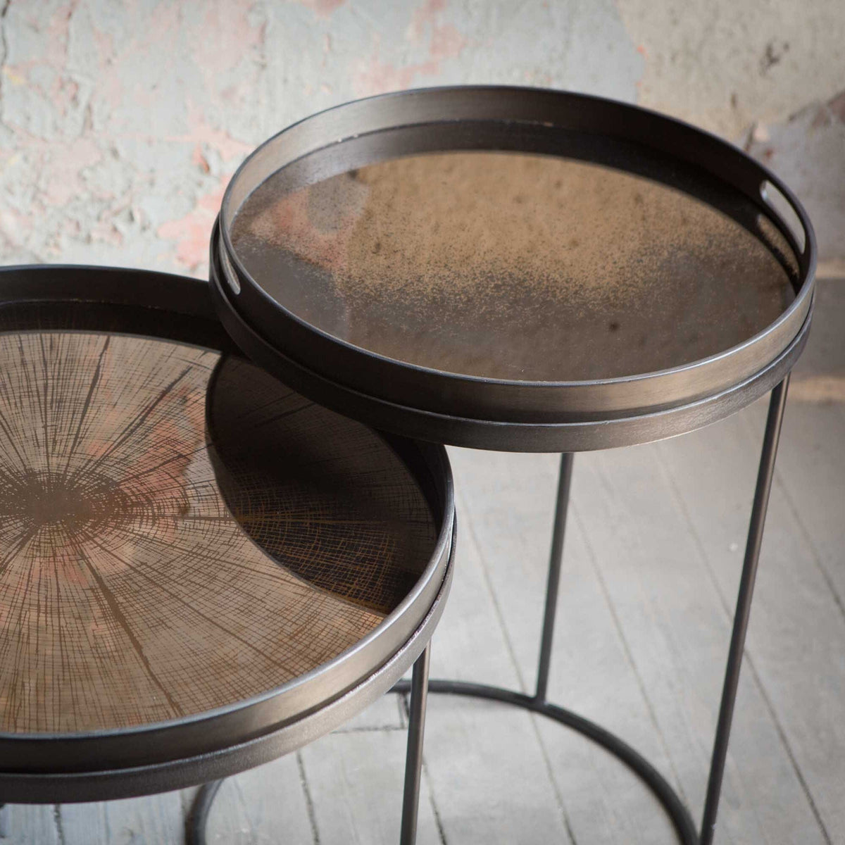 Bronze Aged Mirror Tray Trays Ethnicraft 