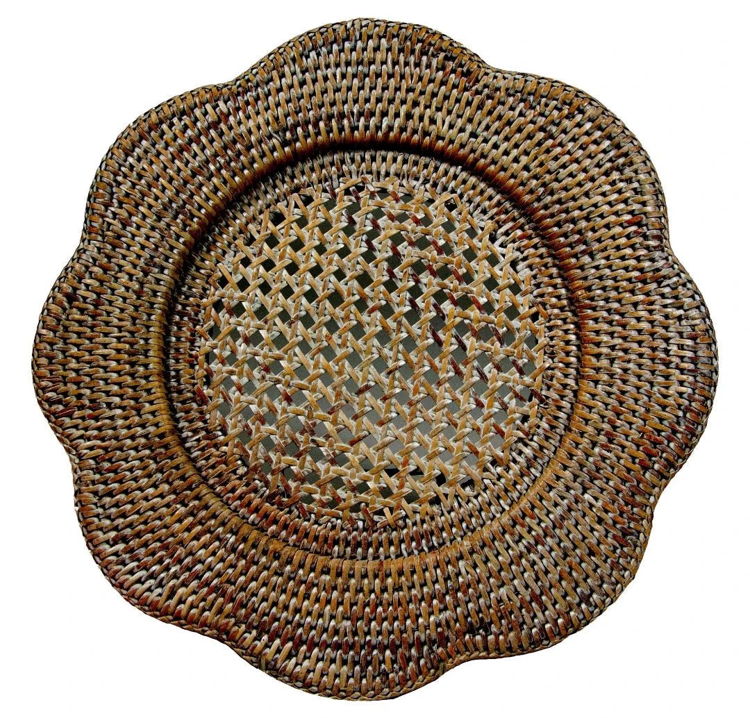 Caspari 30cm Scalloped Rattan Charger - BARNBURY