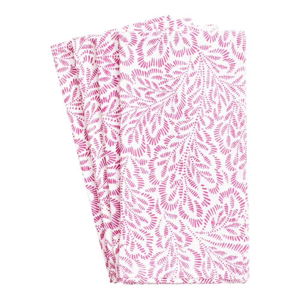 Caspari Block Printed Napkins - Set of 4 - BARNBURY