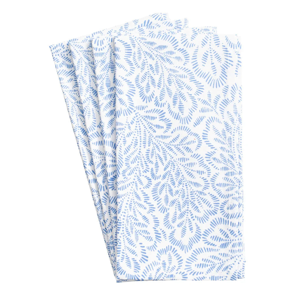 Caspari Block Prints Napkins - Set of 4 Napkins Caspari Blue 