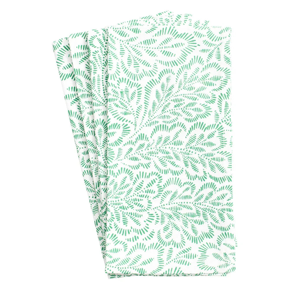 Caspari Block Prints Napkins - Set of 4 Napkins Caspari Green 