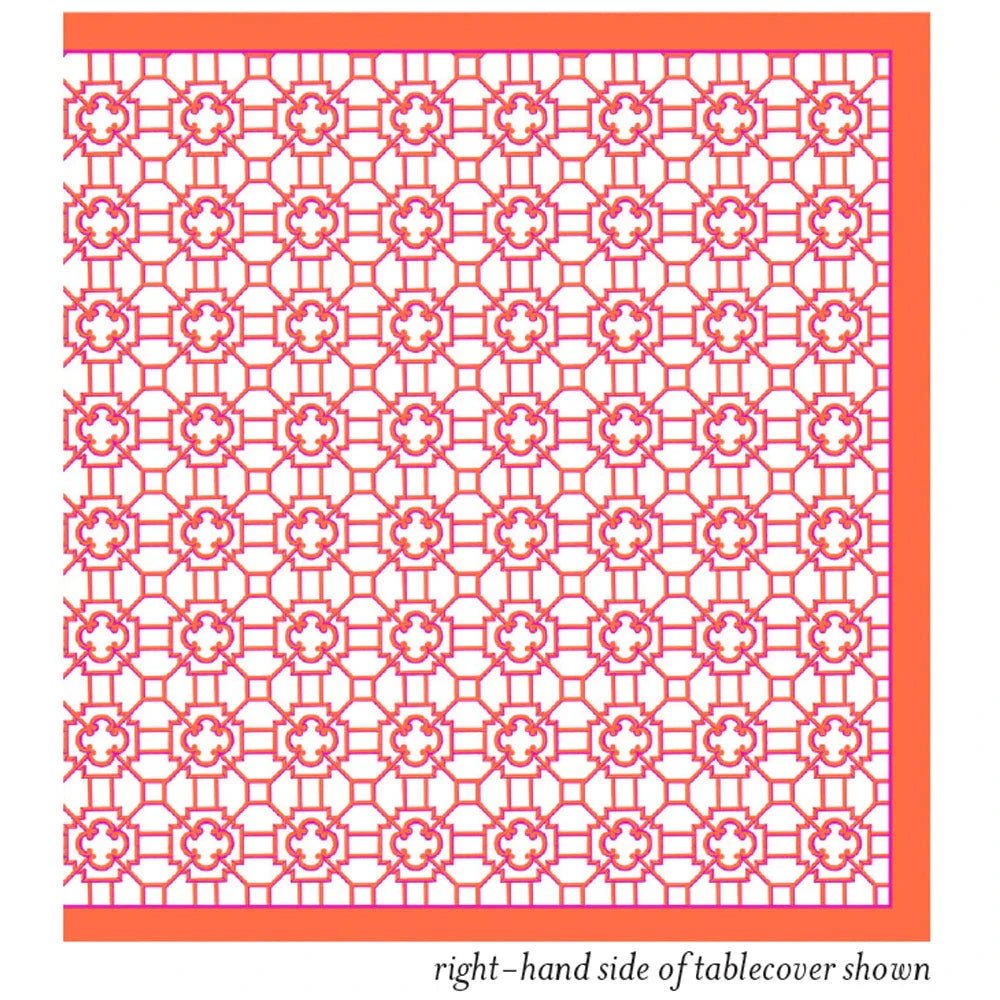 Caspari Fuchsia Trellis Fabric Table Cover - BARNBURY