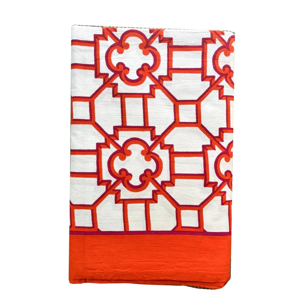 Caspari Fuchsia Trellis Fabric Table Cover - BARNBURY