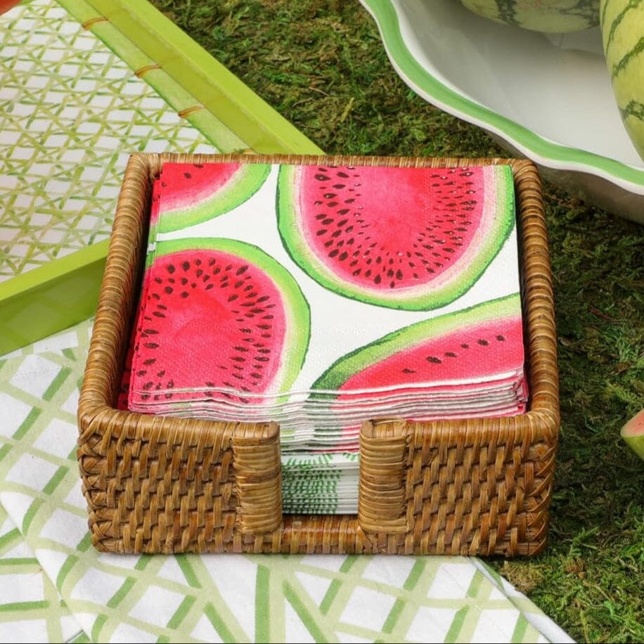 Caspari Rattan Cocktail Napkin Holder Napkin Holder Caspari 