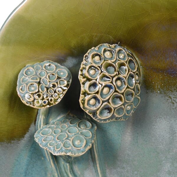 Ceramic Platter with Decorative Lotus Seed Heads - BARNBURY