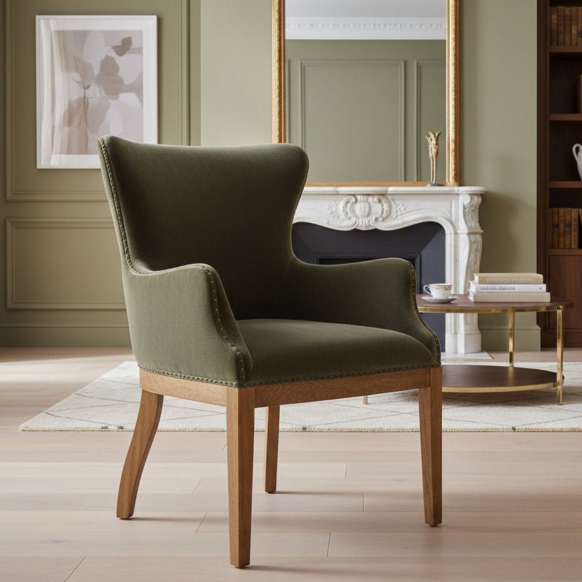 Chiswick Green Velvet Dining Chair - BARNBURY