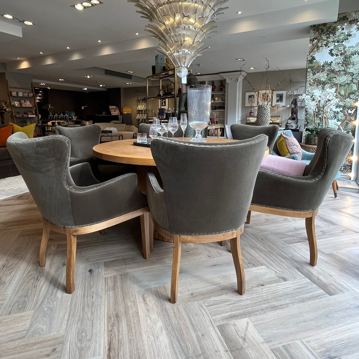 Chiswick Green Velvet Dining Chair - BARNBURY