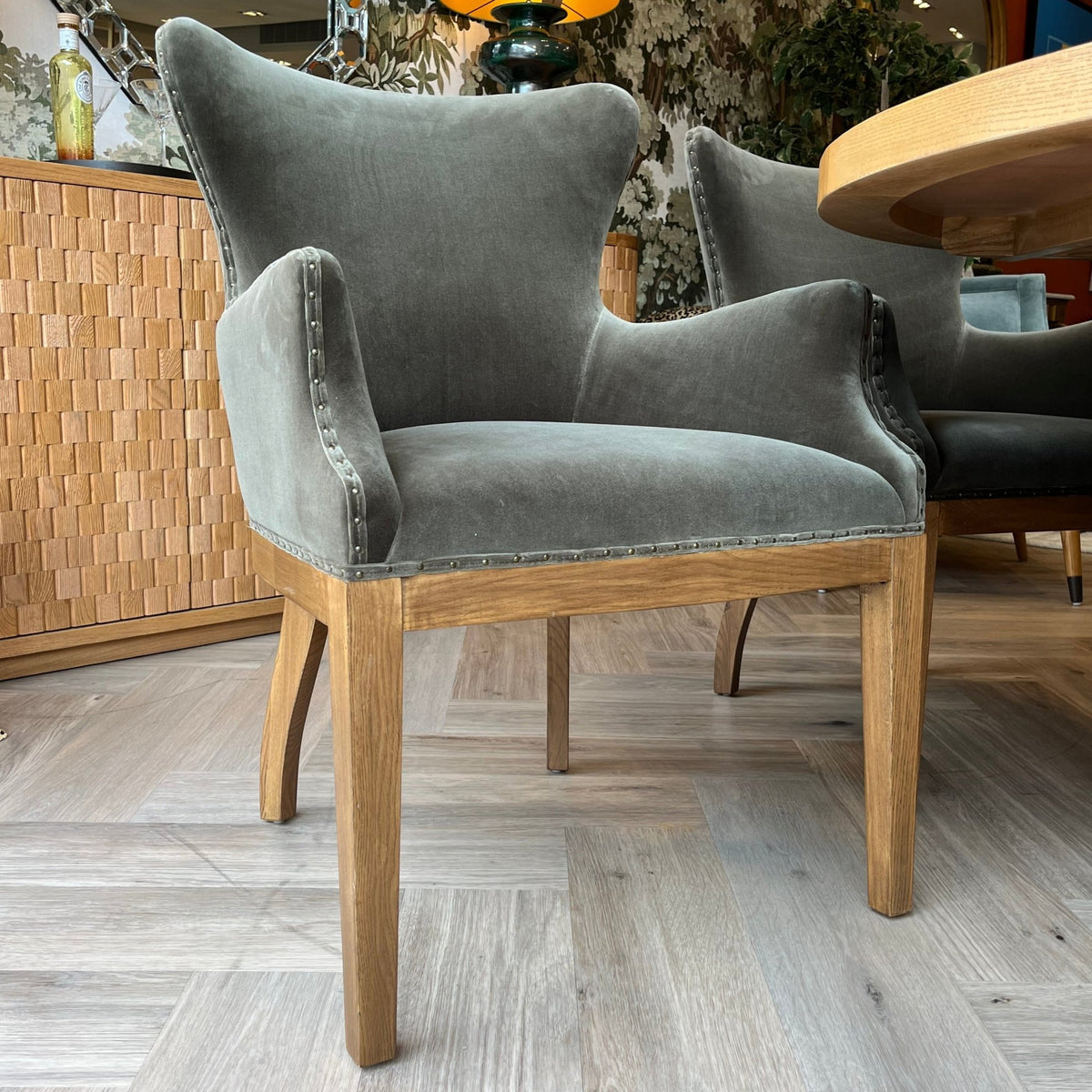 Chiswick Green Velvet Dining Chair - BARNBURY