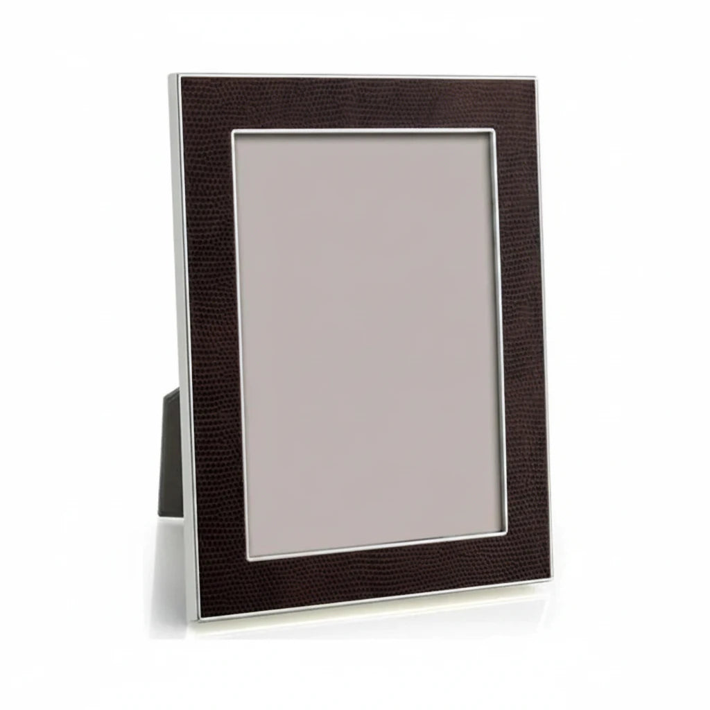 Coffee Faux Snake and Silver Frame - BARNBURY