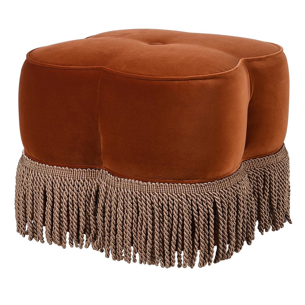 Dita Burnt Orange Velvet Pouf - BARNBURY