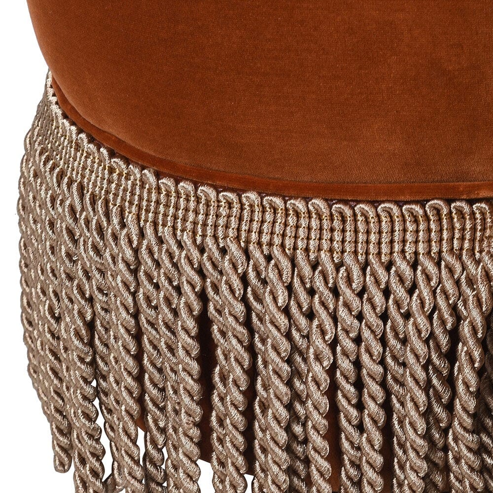 Dita Burnt Orange Velvet Pouf - BARNBURY