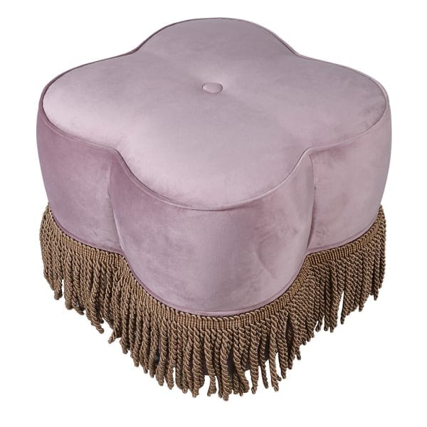 Dita Pink Velvet Pouf Footstool BARNBURY 
