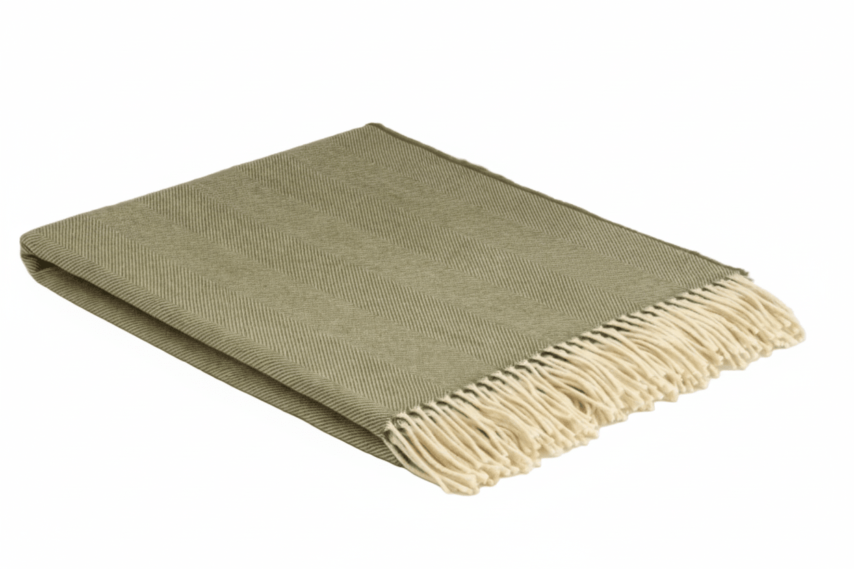 Fern Supersoft Merino Herringbone Throw - BARNBURY