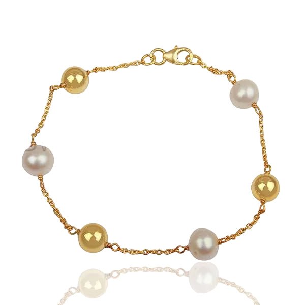 Gold Plated Bracelet with Pearls - BARNBURY