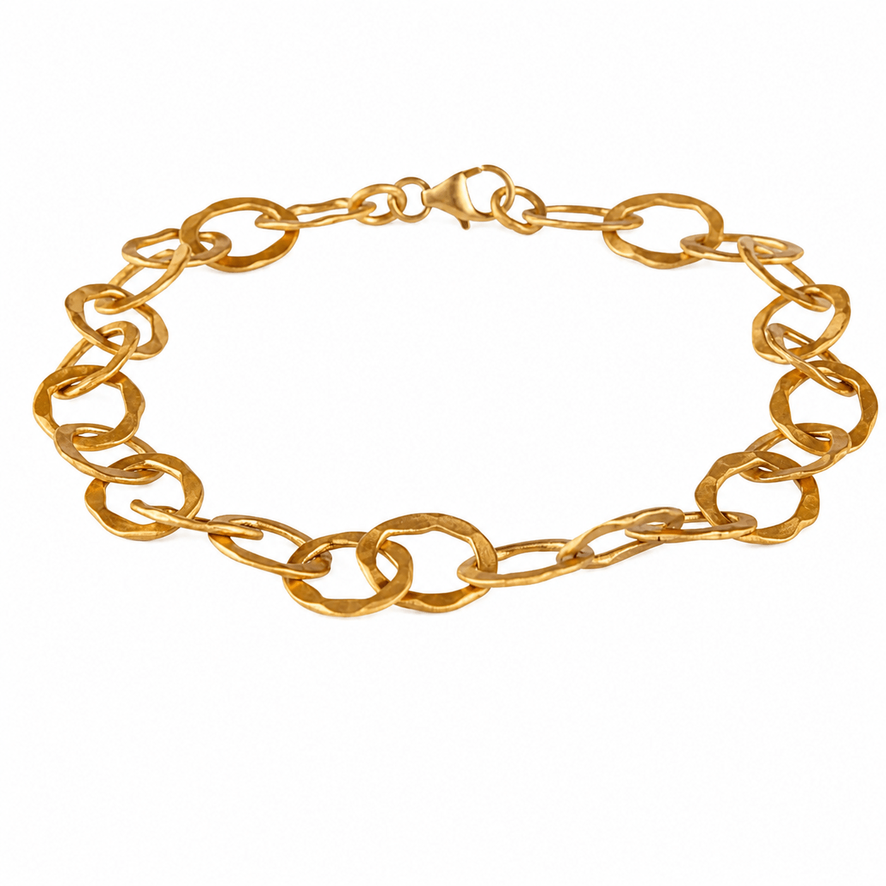 Gold Plated Hammered Link Bracelet - BARNBURY