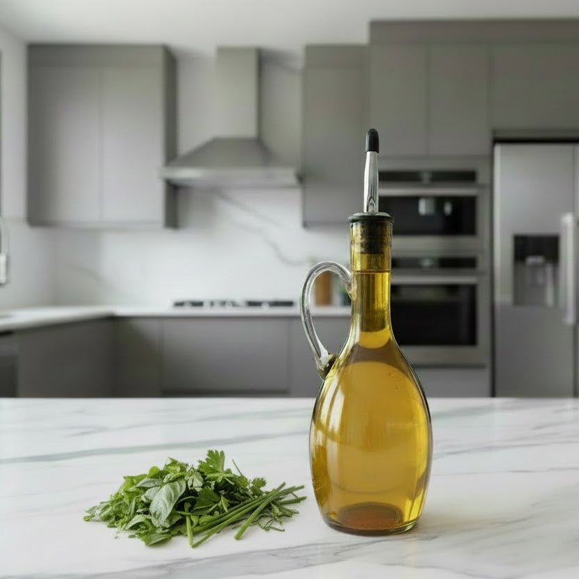 Handmade Amber Glass Oil Pourer - BARNBURY