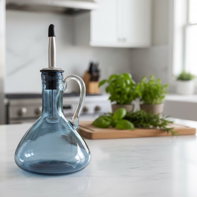 Handmade Blue Glass Oil Pourer
