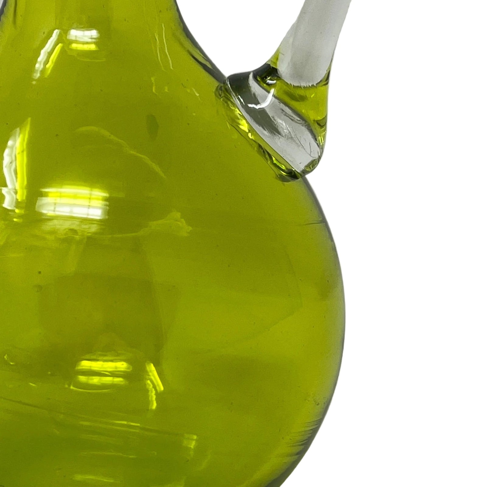 Handmade Lime Green Glass Oil Pourer - BARNBURY