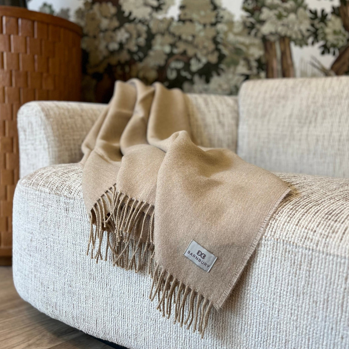 Hazelnut Alpaca & Merino Throw - BARNBURY