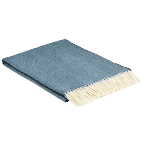 Kingfisher Spotted Supersoft Merino Herringbone Throw Throw Barnbury 