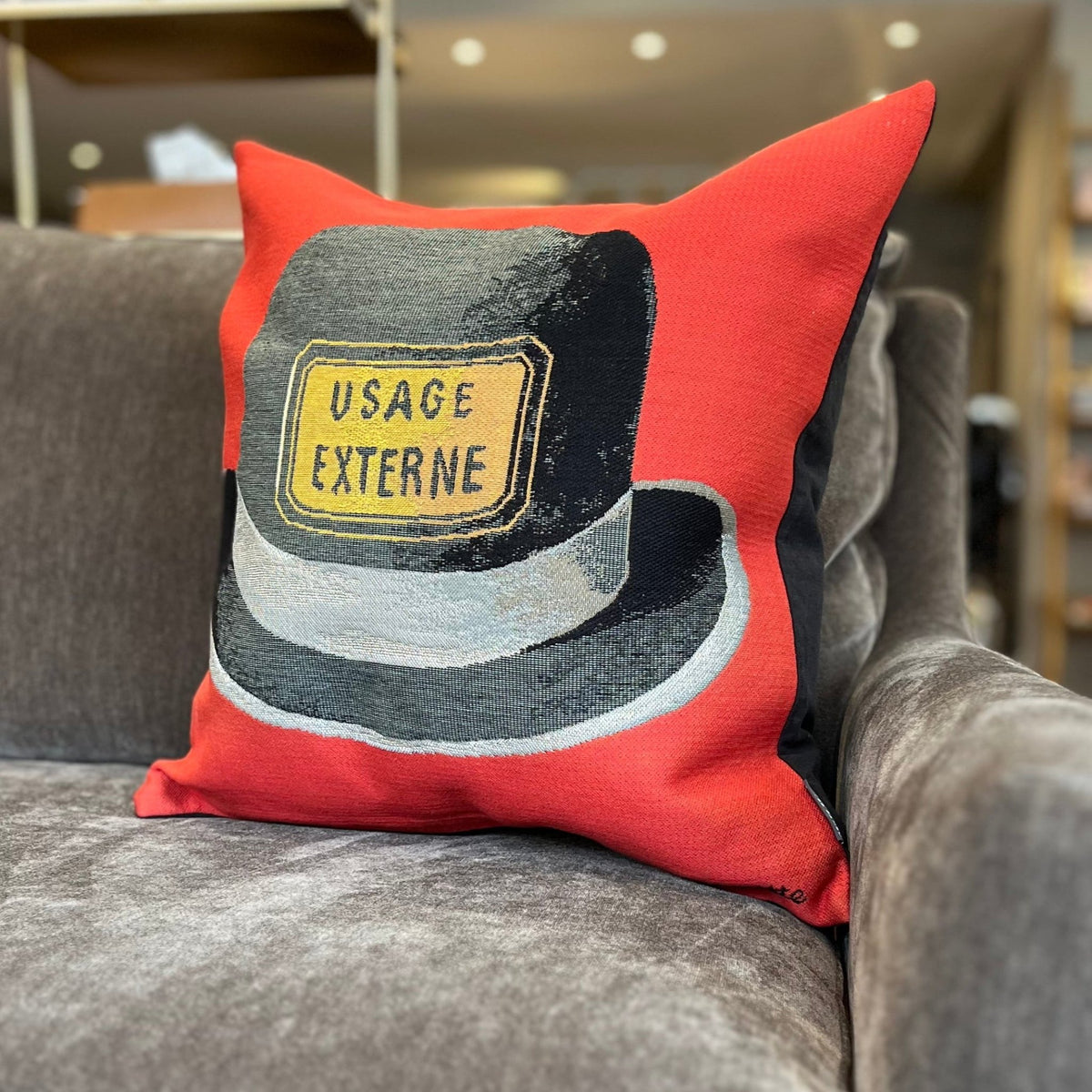 Magritte Le Bouchon D'Épouvante 45cm Red Cushion - BARNBURY