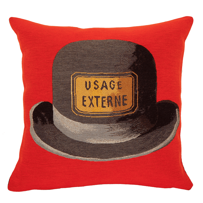 Magritte Le Bouchon D'Épouvante 45cm Red Cushion - BARNBURY