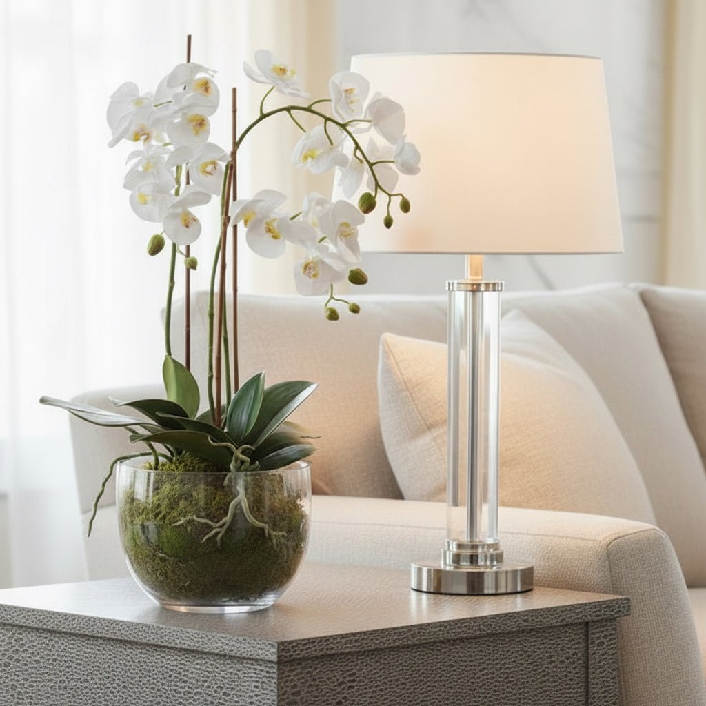 Medium Faux White Phalaennopis Orchid - BARNBURY
