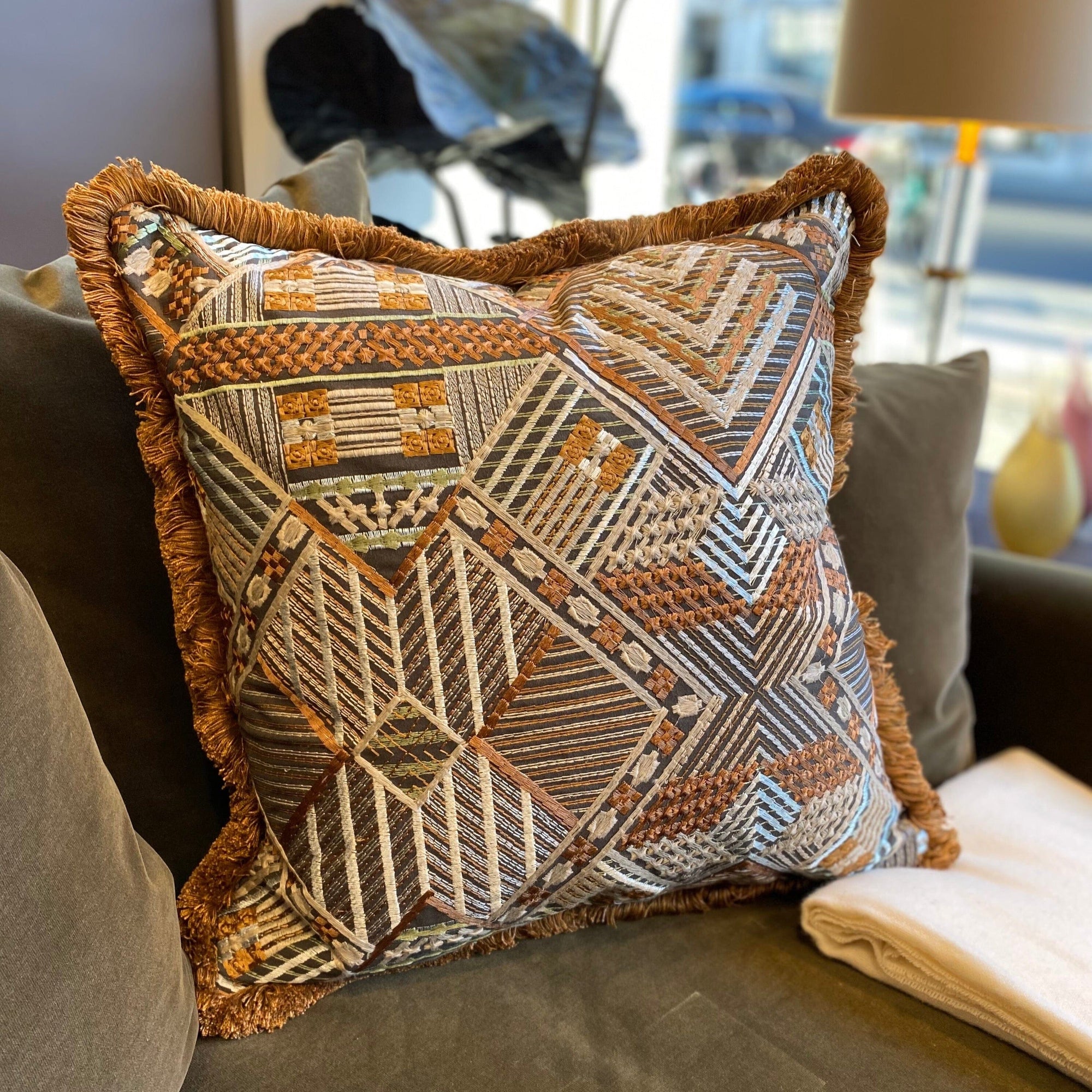 Merida Embroidered Cushion Cushion Barnbury 