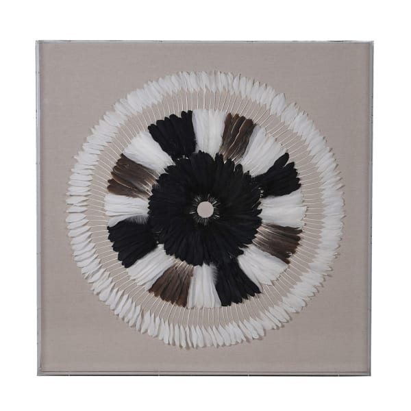 Monochrome Feather Wall Art - BARNBURY