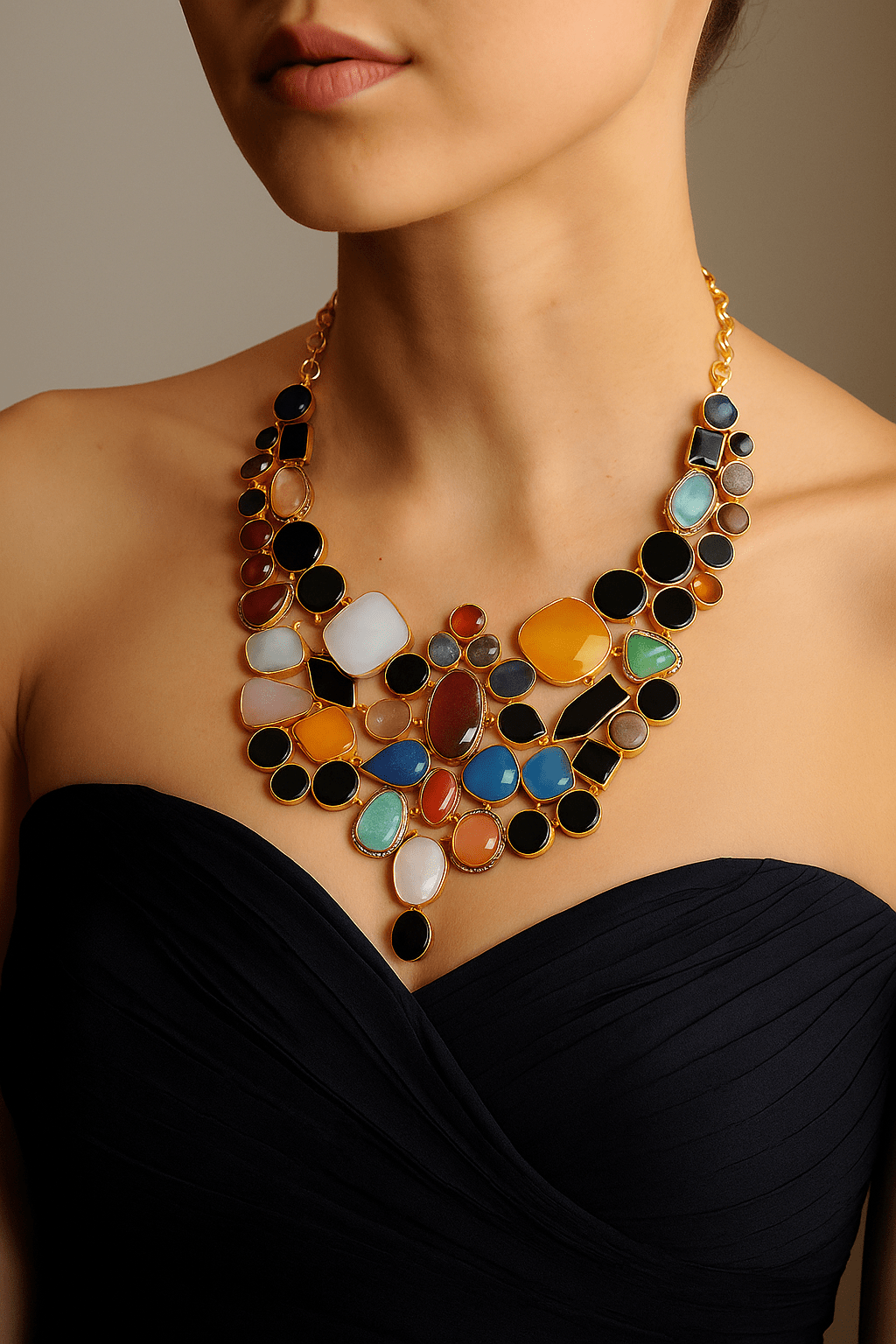 Multi Gemstone Statement Necklace. Necklace Barnbury 