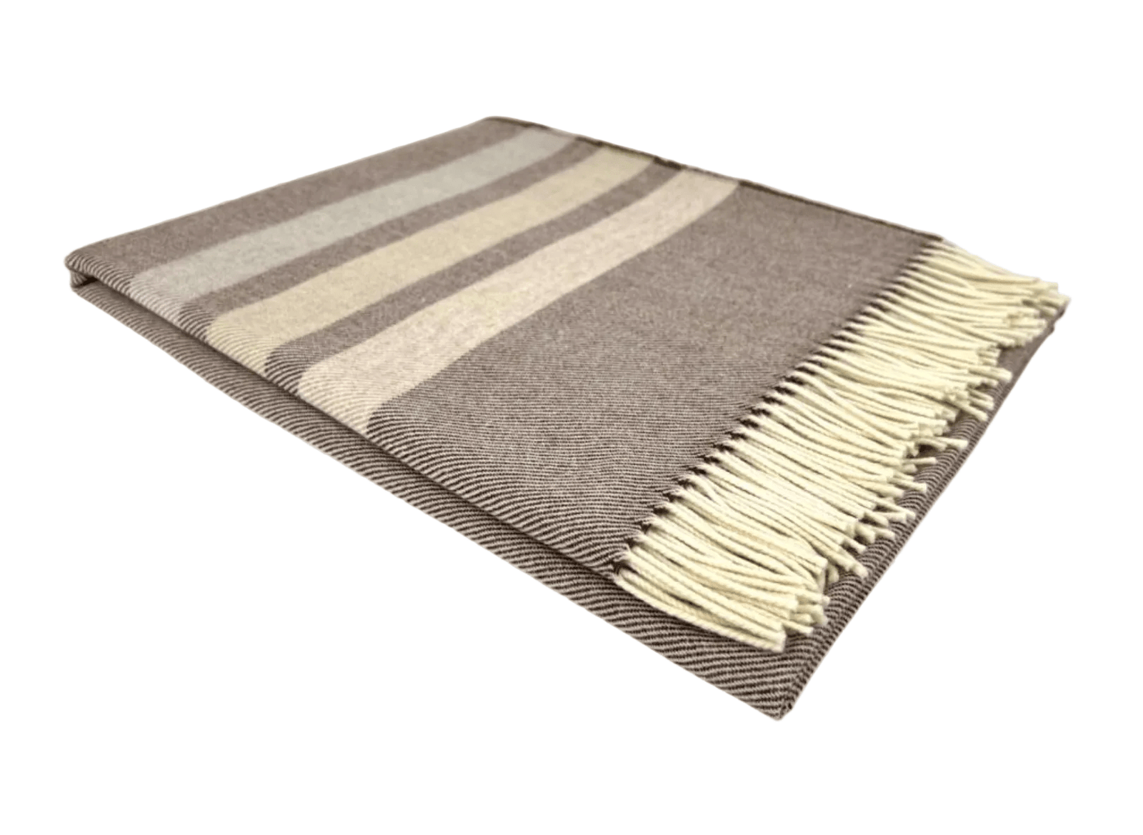 Neutral Tones Striped Supersoft Merino Herringbone Throw - BARNBURY